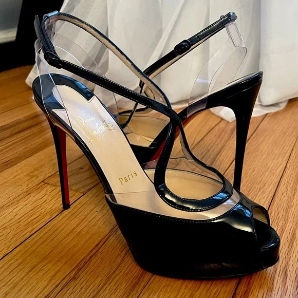 *PRICE DROP* Christian Louboutin Patent 120mm Platform Peep Toe Pump - Picture 2 of 5